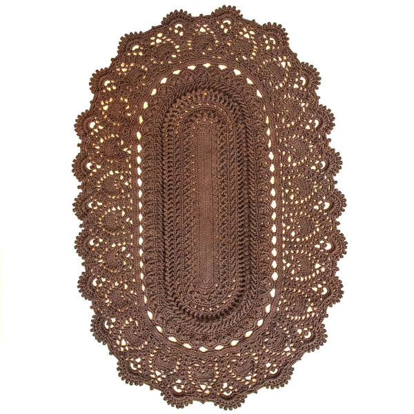 Tapis de sol macramé bohème tissé à la main – Couleur marron