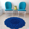 Tapis de sol macramé bohème tissé à la main – Motif Maral Bleu