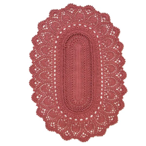 Tapis de sol macramé bohème tissé à la main – Forme ovale