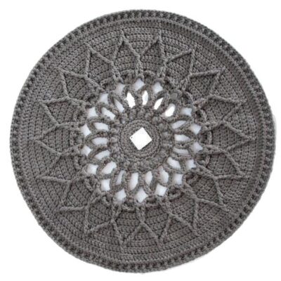 Tapis de sol macramé bohème tissé à la main – Motif Soleil