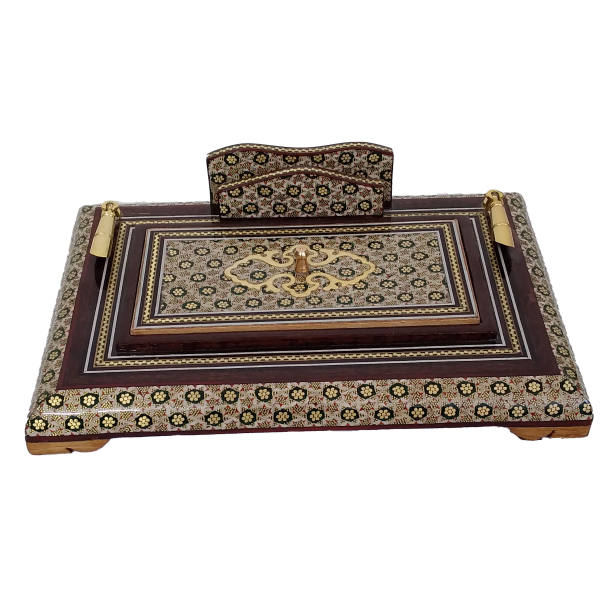 Porte-stylo en bois persan fait main pour bureau - Art Khatamkari Élégance