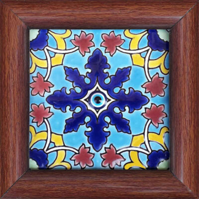 Carreau persan décoratif encadré – Œil maléfique