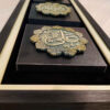 Calligraphie Islamique Encadrée – Art de Marqueterie en Bois – Allah, Muhammad & Ali