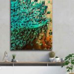 Affiche murale en bois persane – Khat vert