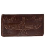 Portefeuille en cuir persan avec design Faravahar