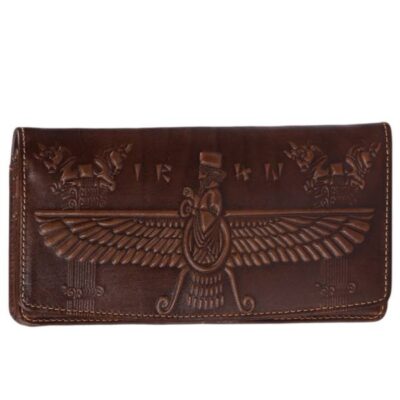 Portefeuille en cuir persan avec design Faravahar