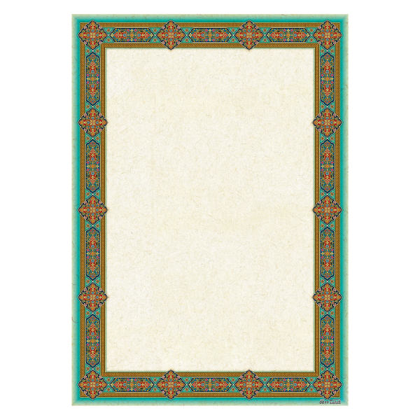 Green Blue Colored Tazhib A4 Paper (100x)
