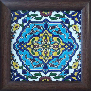 Carreau persan décoratif encadré – Bleu