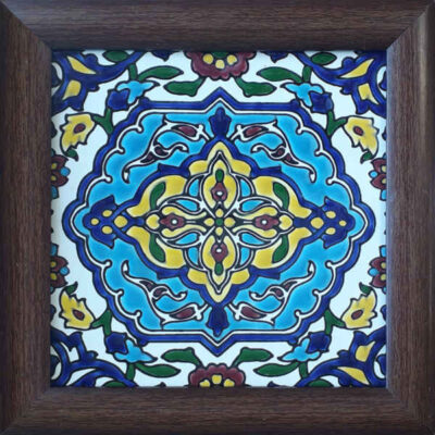Carreau persan décoratif encadré – Bleu