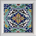Carreau persan décoratif encadré – Turquoise