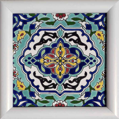 Carreau persan décoratif encadré – Turquoise