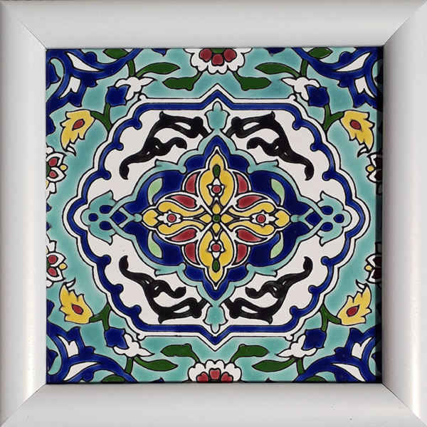 Carreau persan décoratif encadré - Turquoise