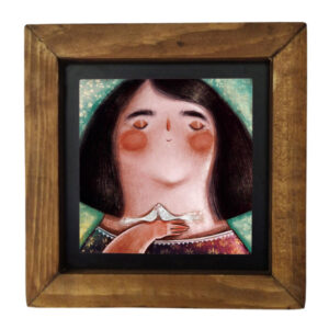 Decorative Persian Framed Ceramic Tile – Cute Girl