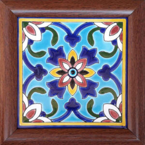 Carreau persan décoratif encadré – Œil maléfique