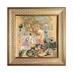 Carreau persan décoratif encadré – Shahnameh inspiré : Miniature