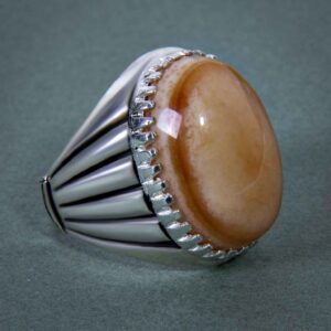 Bague en argent Sulemani Hakik persane pour homme Rouge clair