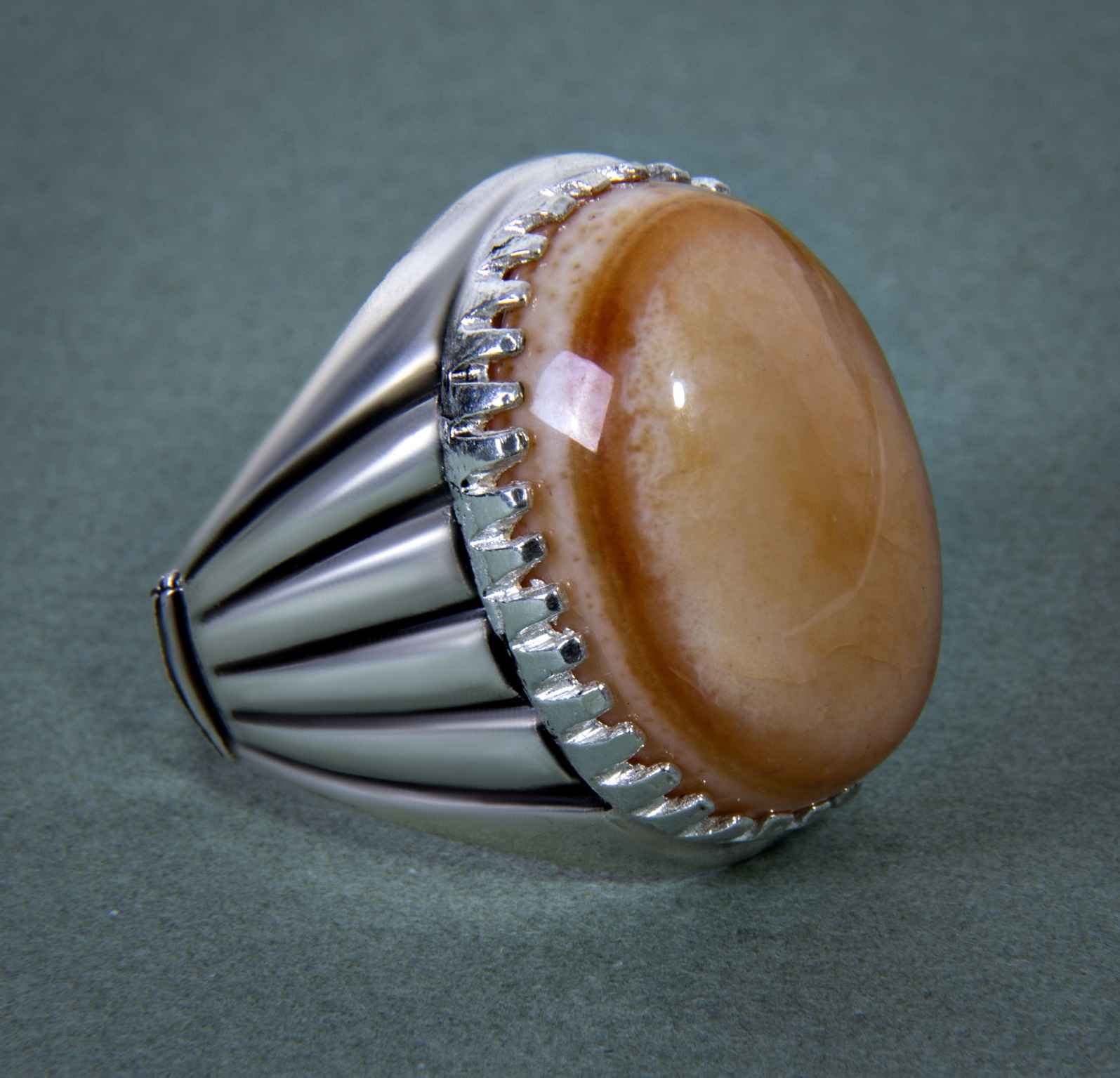 Bague en argent Sulemani Hakik persane pour homme Rouge clair