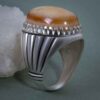 Bague en argent Sulemani Hakik persane pour homme Rouge clair