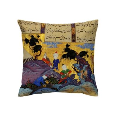 Housse de coussin en velours imprimé – Design Illustration de Shahnameh (Set de 2)