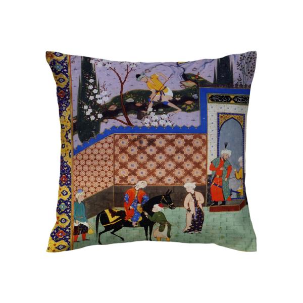 Housse de coussin en velours imprimé - Design Shahnameh (Set de 2)