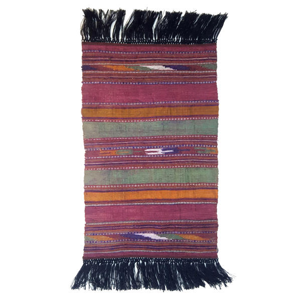 Tapis Jajim persan authentique tissé à plat rayé Kaarmania