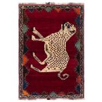 Tapis Gabbeh en laine persane tissé à la main avec motifs animaliers Tigre