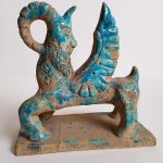 Figurine historique de roi perse en poterie bleue – Figurine perse