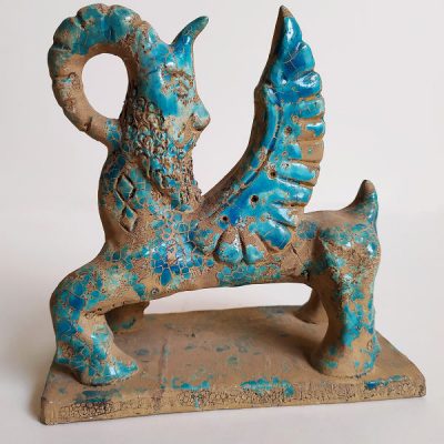 Figurine historique de roi perse en poterie bleue – Figurine perse