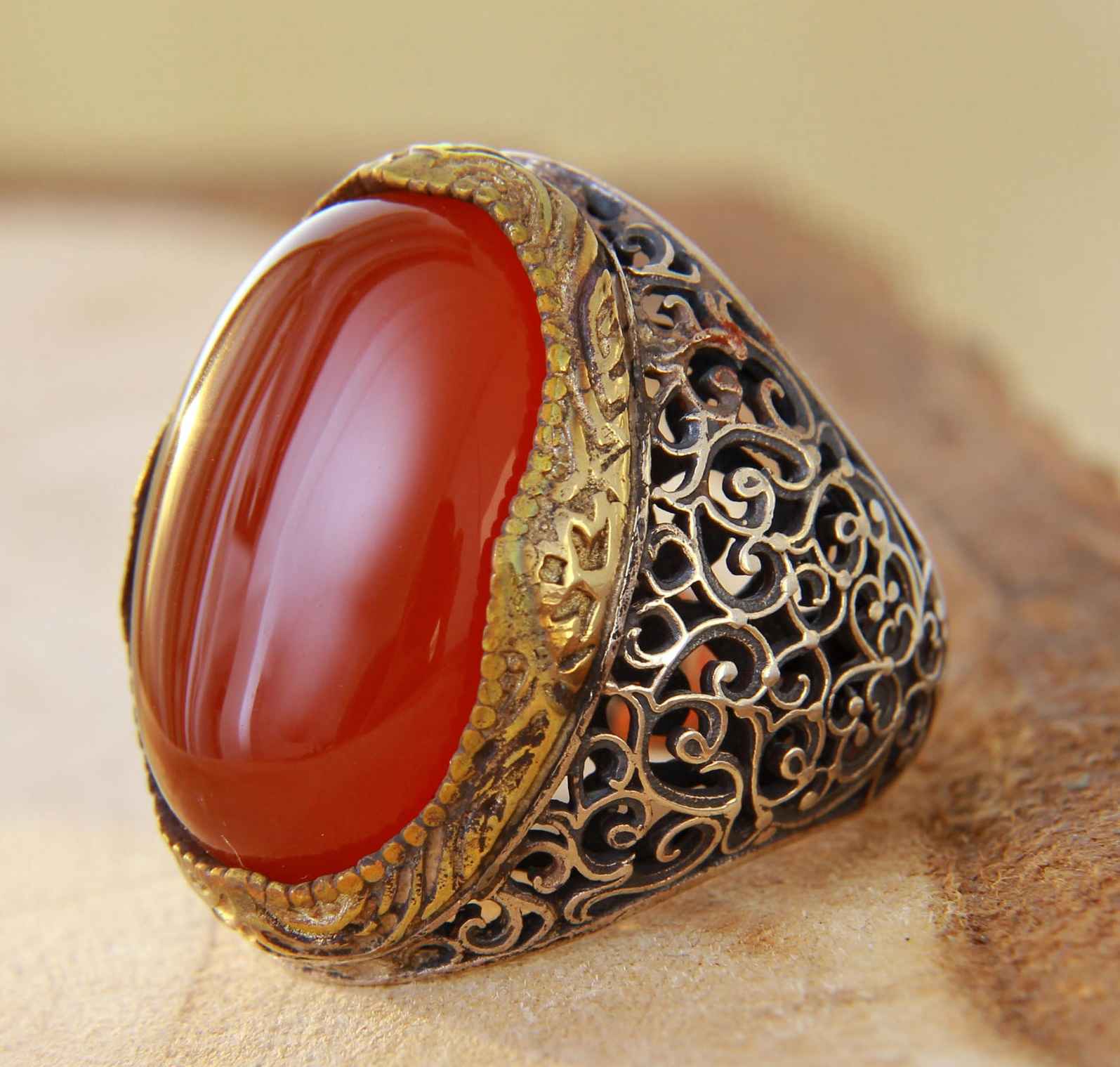 Bague en argent Agate pour homme Élégance Super King