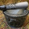 Mortier et Pilon en Pierre avec Motif Floral Persan Traditionnel Siaghalam