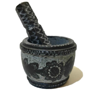 Mortier et Pilon en Pierre avec Motif Floral Persan Traditionnel Khorshid