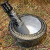 Mortier et Pilon en Pierre avec Motif Floral Persan Traditionnel Siaghalam