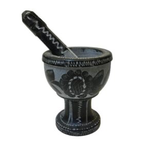 Mortier et Pilon en Pierre avec Motif Floral Persan Traditionnel Rosali