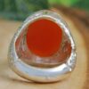 Bague en argent Aqeeq yéménite islamique pour hommes - Rouge
