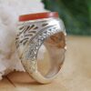 Bague en argent Aqeeq yéménite islamique pour hommes - Rouge