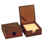 Porte-papier pour mémos de bureau en bois et cuir Modèle Achaemenid