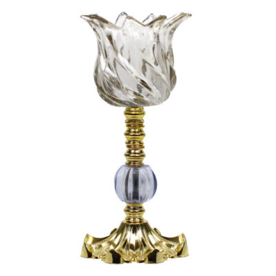 Bougeoir en cristal persan en forme de tulipe, design vitreux