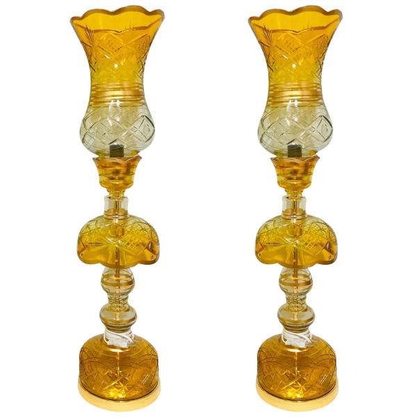 Lampe de cristal persane – forme traditionnelle Laleh couleur miel