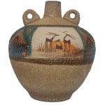 Vase décoratif en poterie persane fait main, motif artistique de gazelle.