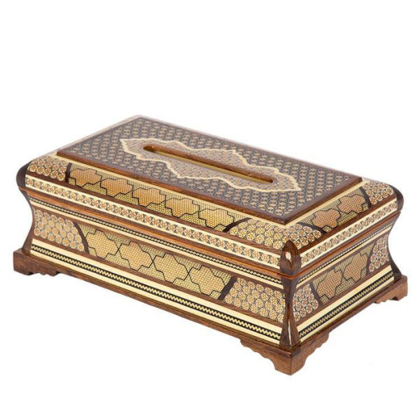 Couvercle de boîte à mouchoirs en bois persan fait main – Khatamkari Maral