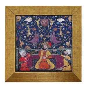Carreau persan décoratif encadré – Shahnameh inspiré : Rois