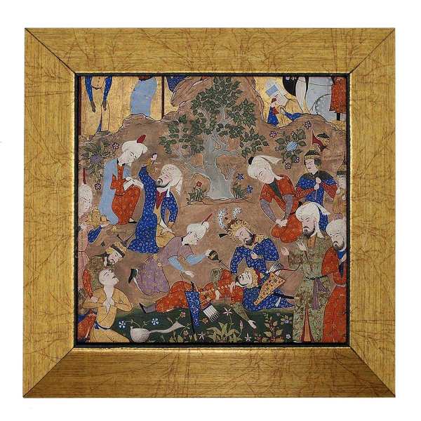 Carreau persan décoratif encadré - Shahnameh inspiré : Sobrana