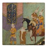 Carreau en céramique persane décoratif – Shahnameh inspiré : Château