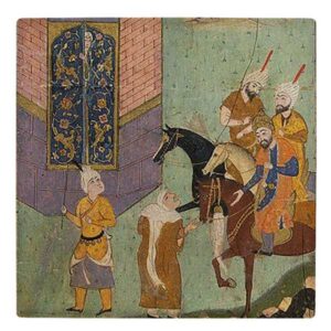Carreau en céramique persane décoratif – Shahnameh inspiré : Château