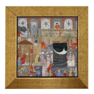 Carreau persan décoratif encadré – Shahnameh inspiré : Adoration