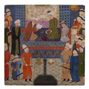 Carreau en céramique persane décoratif – Shahnameh inspiré : Scientifique