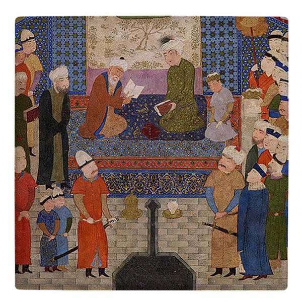 Carreau en céramique persane décoratif - Shahnameh inspiré : Scientifique