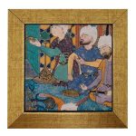 Carreau persan décoratif encadré – Shahnameh inspiré : Amis