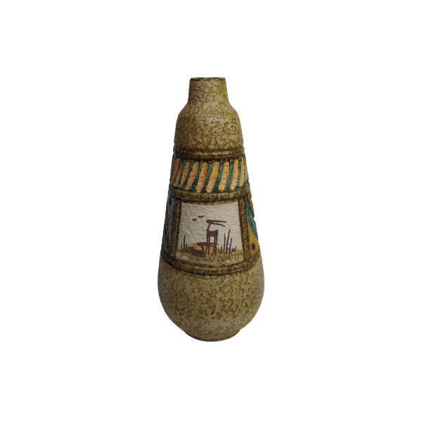 Vase en poterie décoratif persan fait main avec motif d'animaux