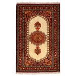 Tapis Persan Fait Main avec Design Médaillon Couleur Beige